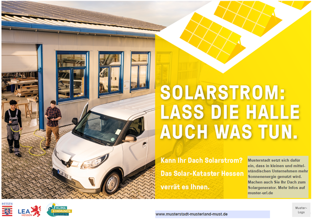 Vorlage für Plakatmotiv: „Solarstrom: Lass die Halle auch was tun“